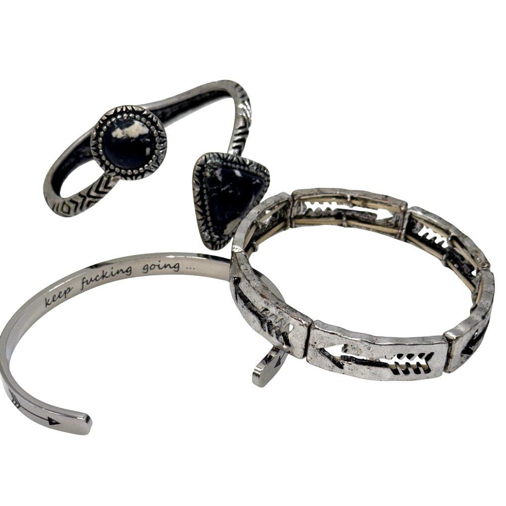 Boho Western Bracelet Set • Arrow Cuff • Southwest Layering Bracelets (4 Pc)
